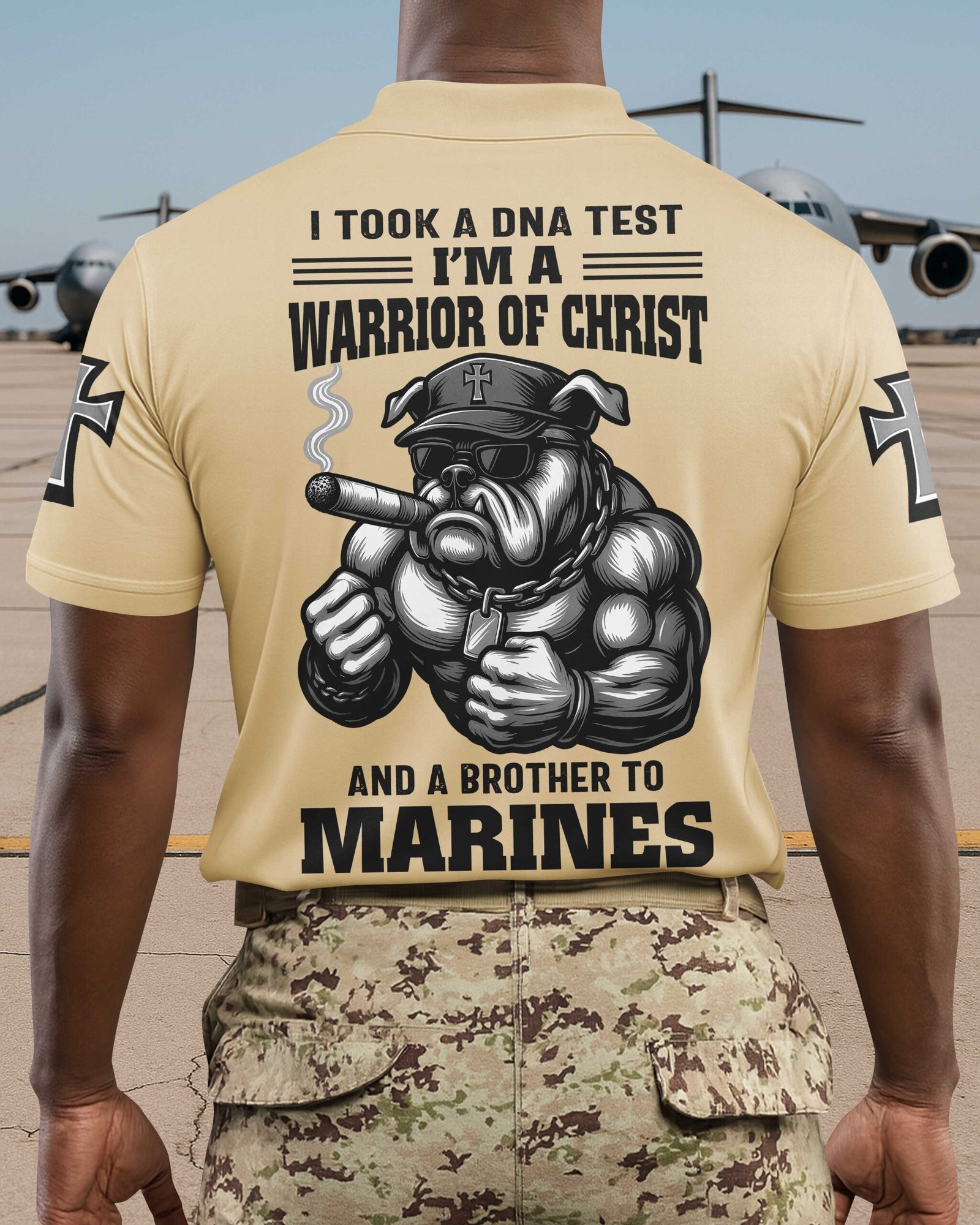 I Took A Dna Test I'm A Warrior Of Christ And A Brother To Marines Polo - Image 11