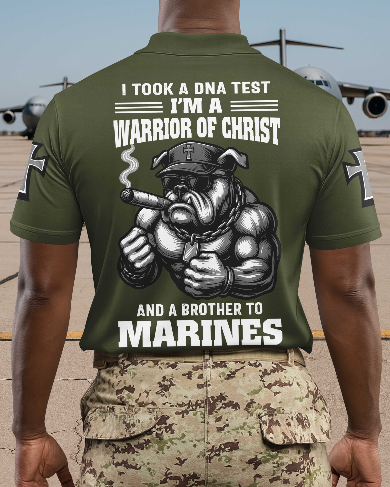 I Took A Dna Test I'm A Warrior Of Christ And A Brother To Marines Polo - Image 4