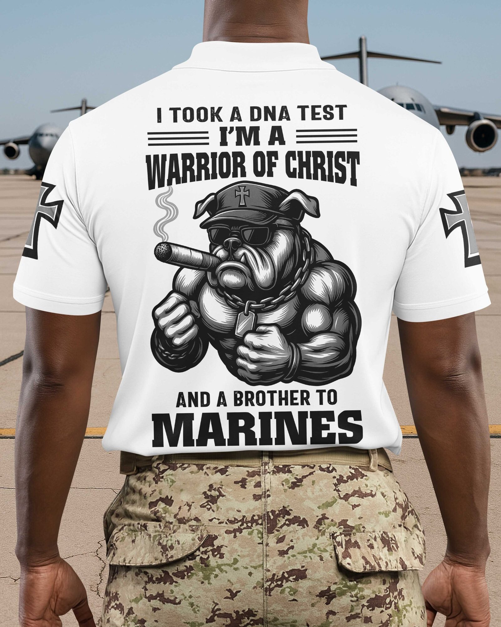I Took A Dna Test I'm A Warrior Of Christ And A Brother To Marines Polo - Image 9