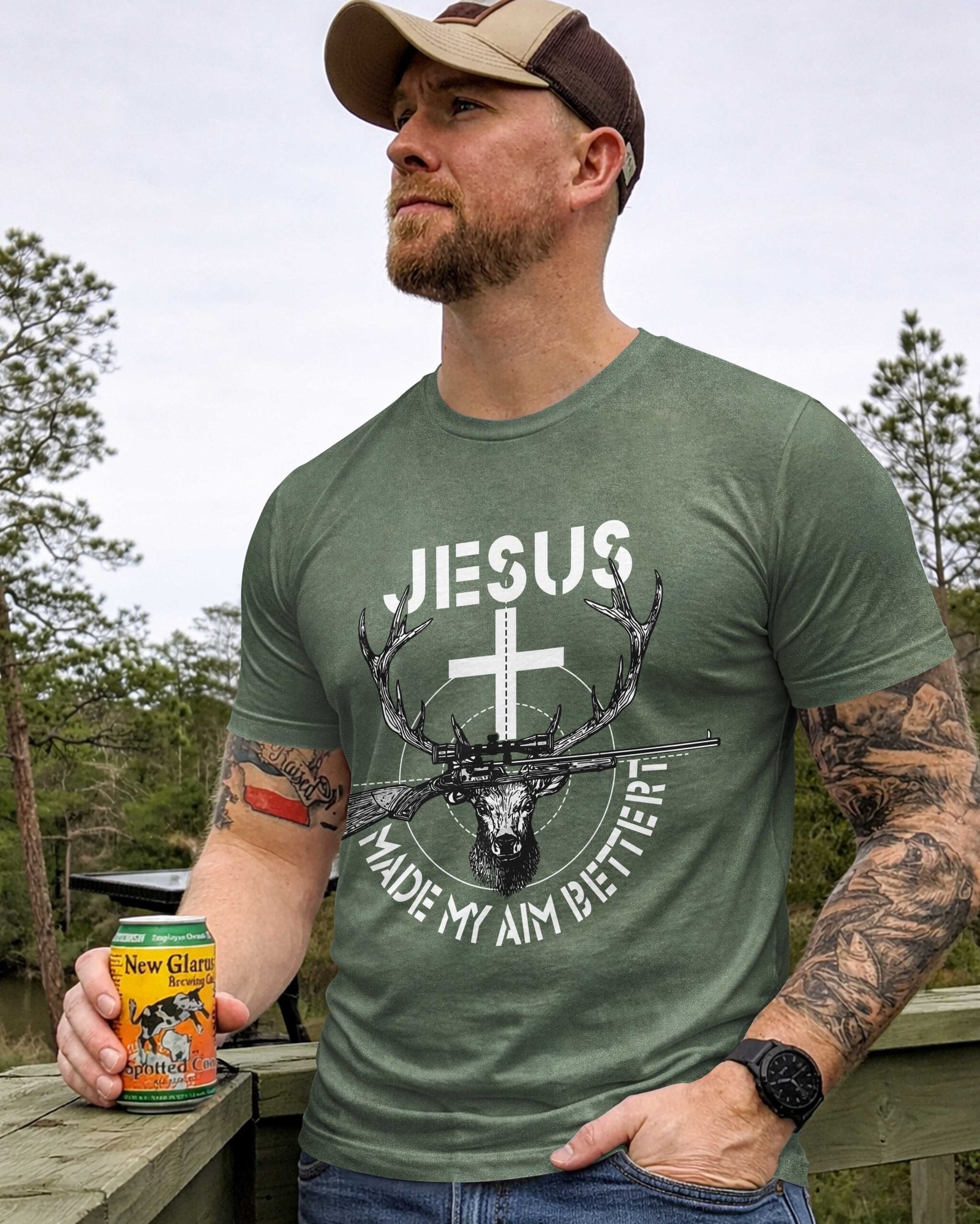 Jesus Made My Aim Better T-Shirt - Image 2