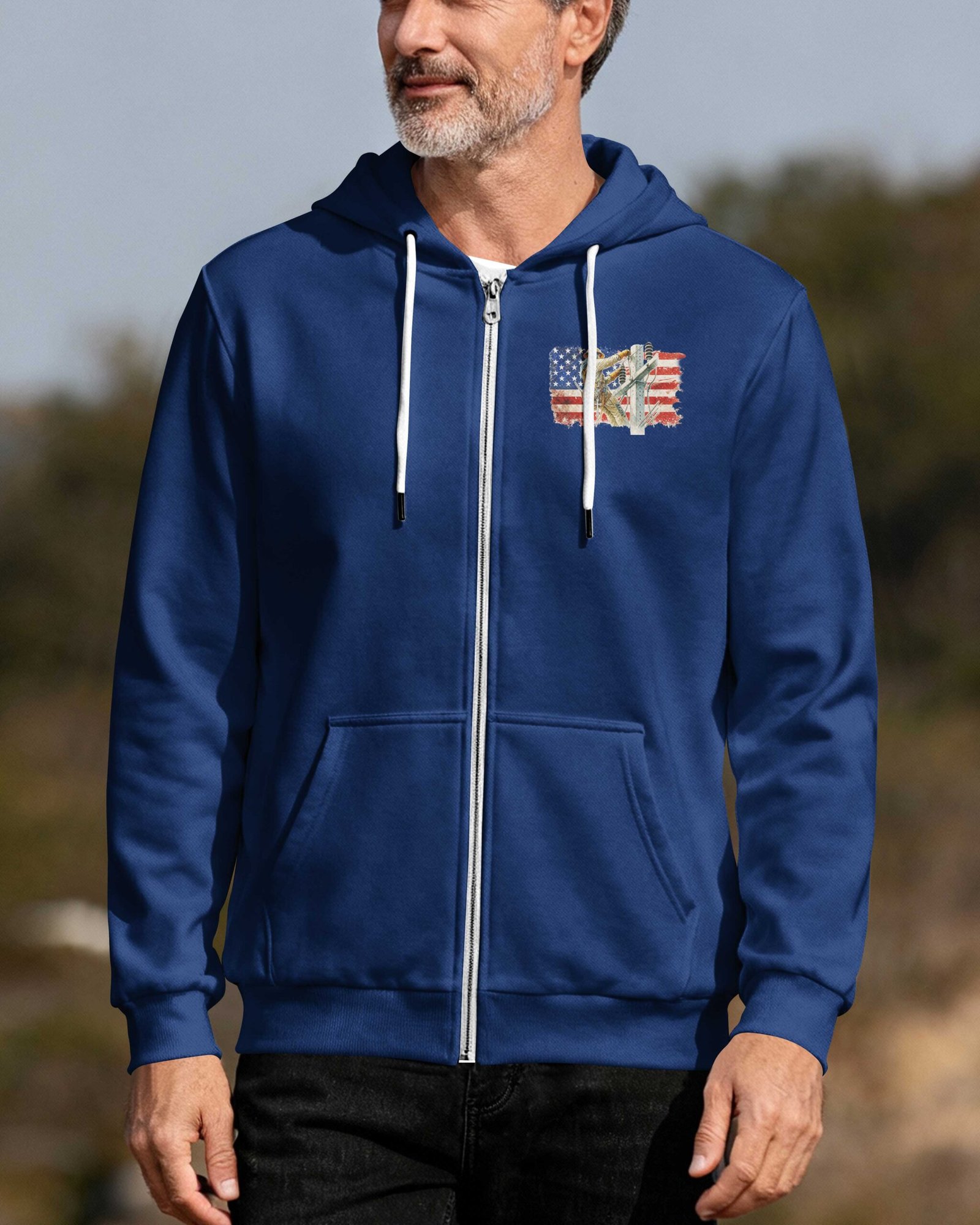 Retired Lineman Built By Grit Blessed By God Zip Hoodie - Image 10