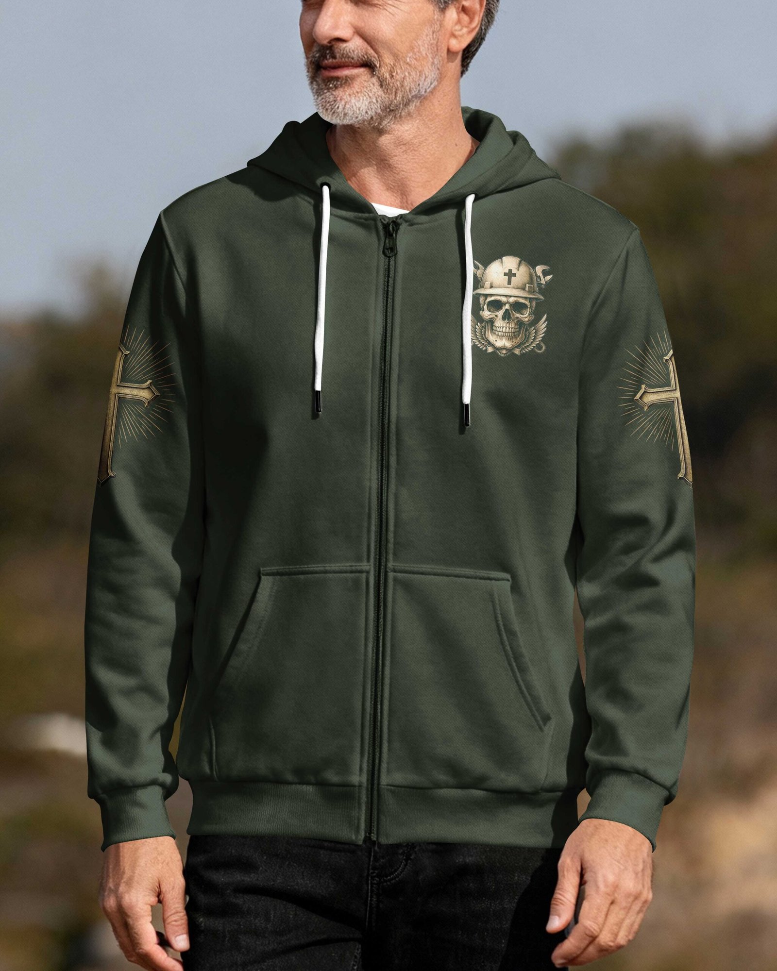 Storms Don't Scare Me God Made Me A Lineman Zip Hoodie - Image 3